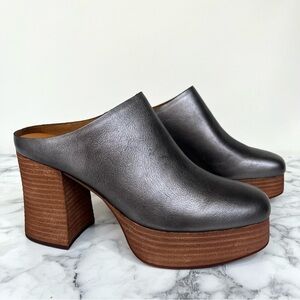 KORK-EASE women’s veronica clog shoes platform mule in silver